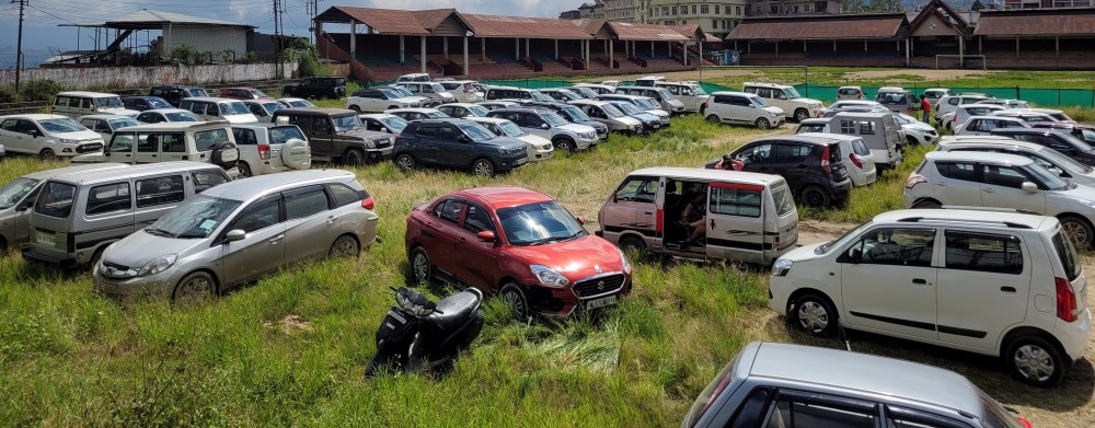 Alternate parking space at Khuochiezie North Gallery area. (Morung Photo)